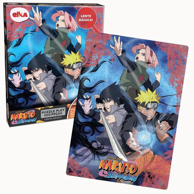 Quebra Cabeça Naruto Sasuke e Sakura Com Lente 100 Peças - Elka